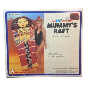 VTG SEALED 1987 Alvimar Mummy Raft Inflatable Pool Toy King Tut Sarcophagus 80s